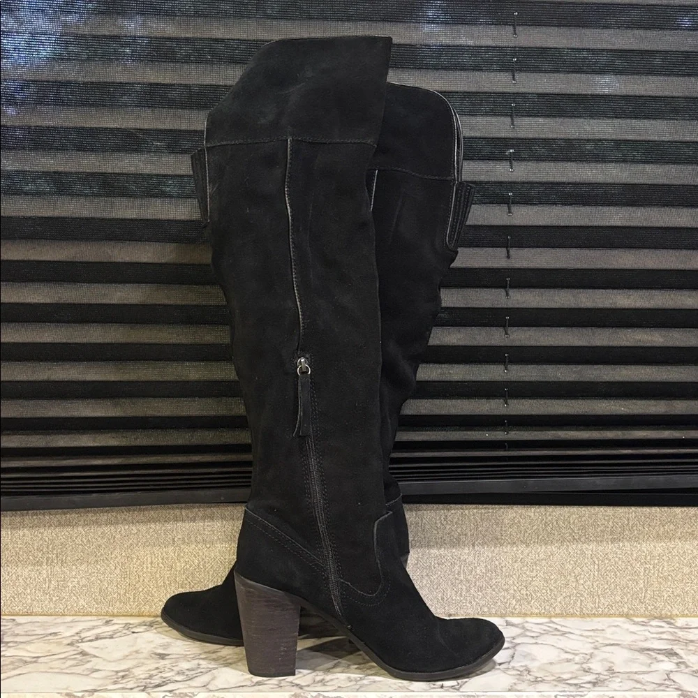 Dolce Vita Ohanna Black Suede Over the Knee Round Toe Block Heel Boot WN 11‎